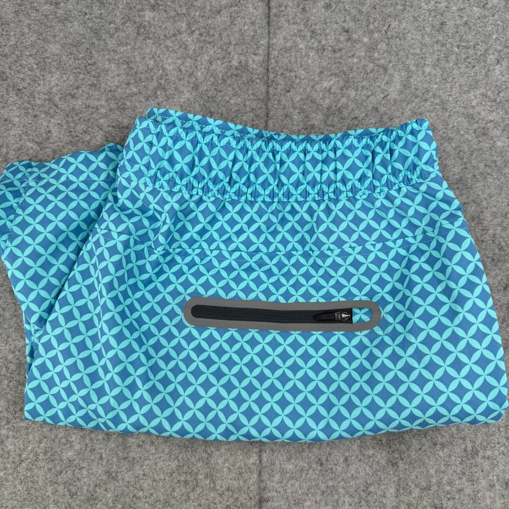 Mack Weldon Swim Trunks‎ Men's XXL Blue Geometric Board Shorts Zip Pocket